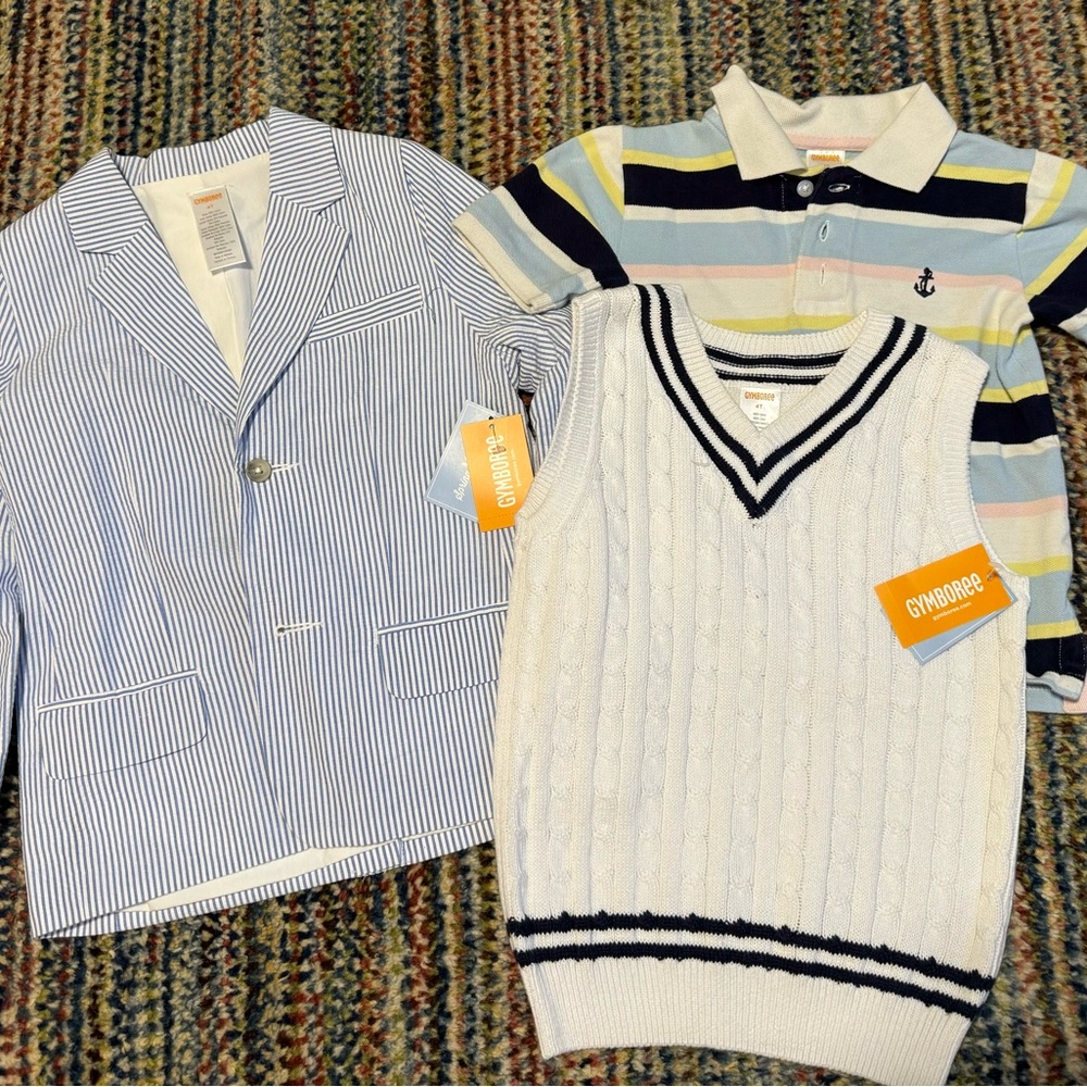 Gymboree Boys sweater vest, suit jacket and shirt sleeve polo Size 4